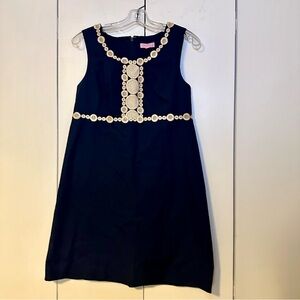 Lilly Pulitzer Navy and Gold Embellished Shift Dress